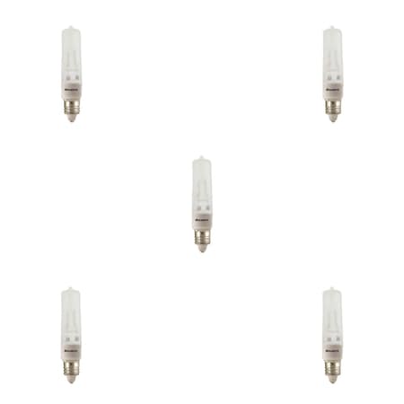 Bulbrite Halogen Dimmable 120V T4 Mini Bulbs, Frosted, Mini-Candelabra E11 Screw Base, 150W, 2900K, 5PK 860803